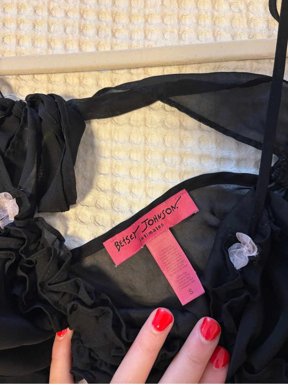 Betsey Johnson Black Sheer Camisole and Shorts Sleep Set